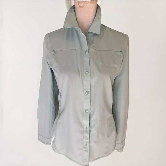 REI SAHARA LIGHT BLUE OUTDOOR HIKING 100% TACTEL NYLON SHIRT, SIZE M. - Picture 2 of 11